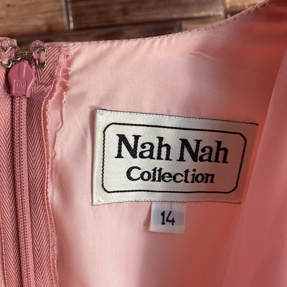 Vintage Pink Chiffon Dress by Nah Nah Collection Size 14 - Picture 5 of 8